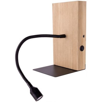 LED Zidna svjetiljka LECTOR LED/2,5W/230V USB hrast
