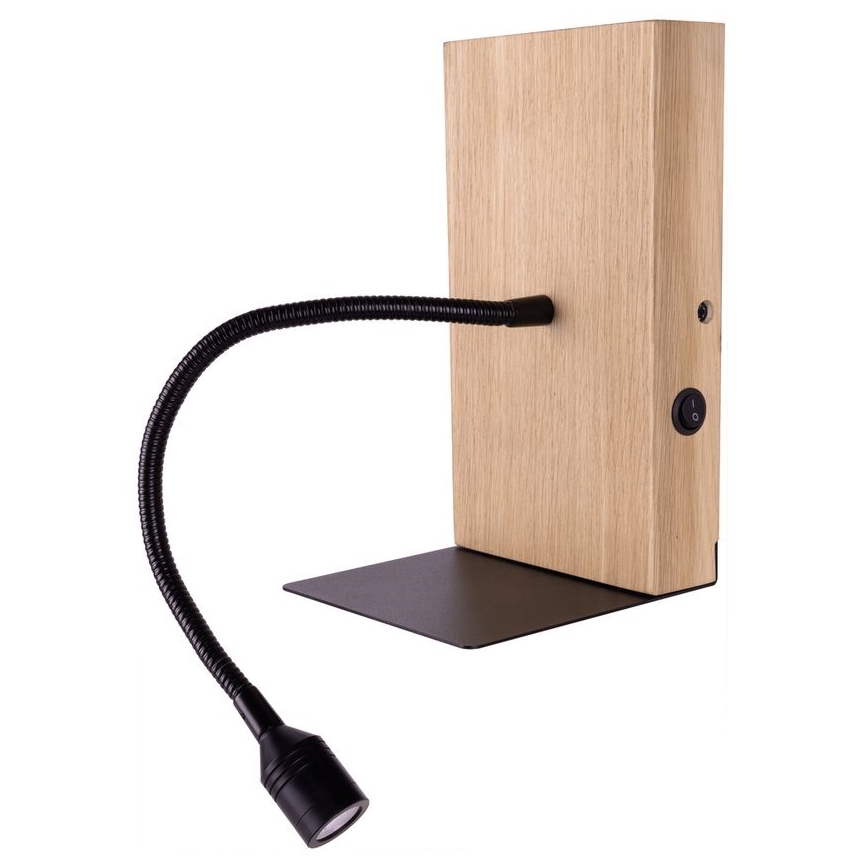 LED Zidna svjetiljka LECTOR LED/2,5W/230V USB hrast