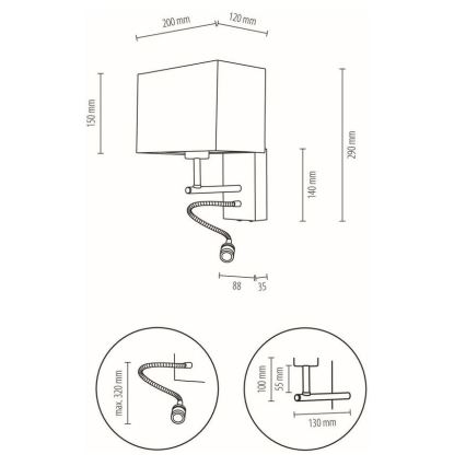 Zidna svjetiljka BOHO 1xE27/25W + LED/1W/230V hrast – FSC certificirano