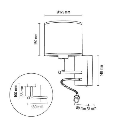 Zidna svjetiljka BOHO 1xE27/25W + LED/1W/230V hrast – FSC certificirano