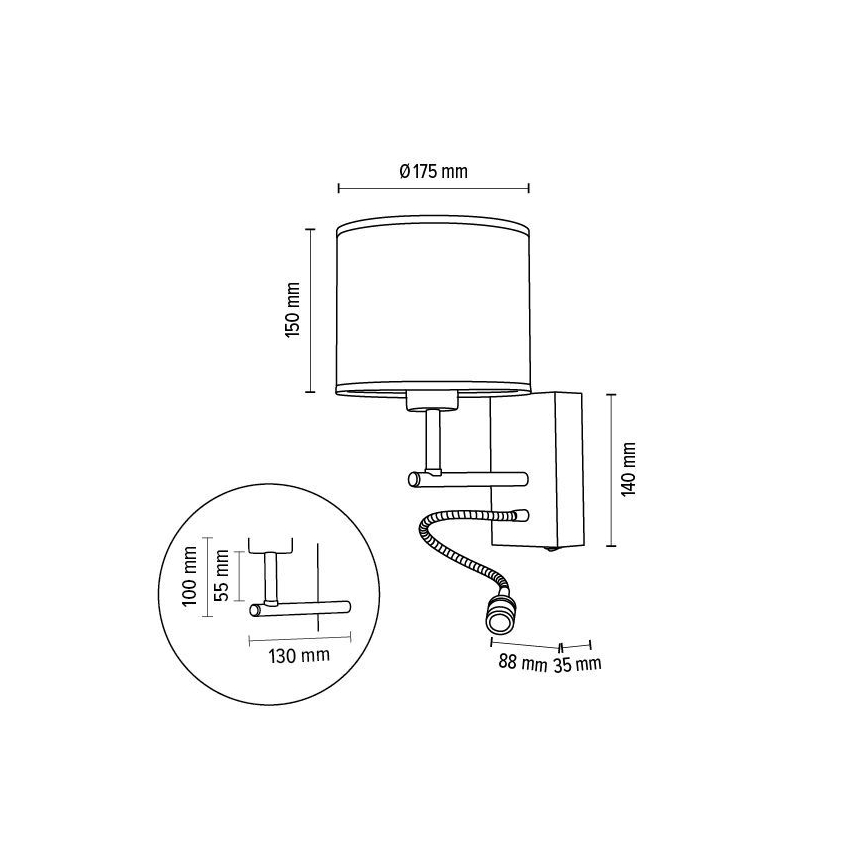 Zidna svjetiljka BOHO 1xE27/25W + LED/1W/230V hrast – FSC certificirano