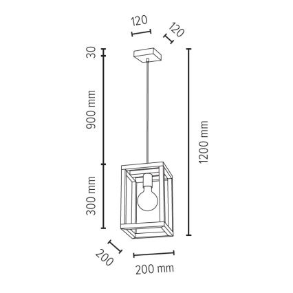 Luster na sajli KAGO 1xE27/60W/230V mat hrast – FSC certificirano