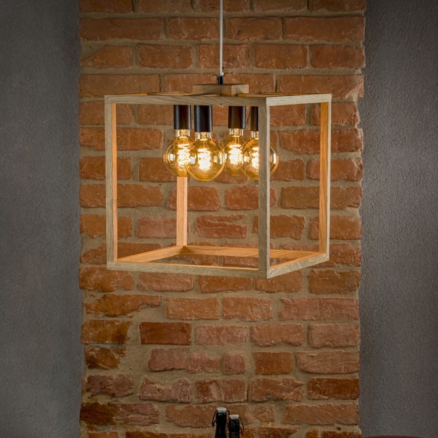 Luster na sajli KAGO 4xE27/60W/230V hrast