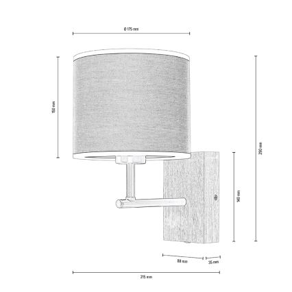 Zidna lampa BOHO 1xE27/25W/230V hrast – FSC certificirano