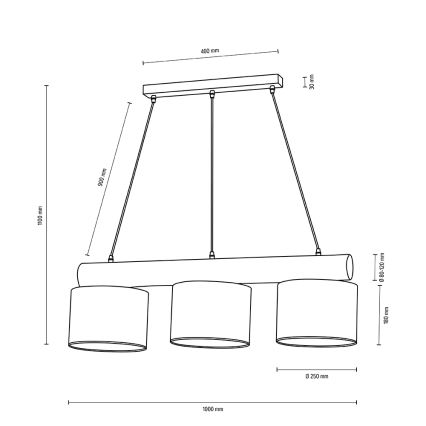 Luster na sajli PINO MIX 3xE27/40W/230V bor – FSC certificirano