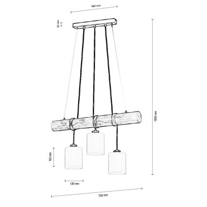 Luster na sajli TRENO 3xE27/25W/230V bor – FSC certificirano