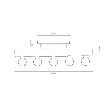 Nadgradni luster TRABO 5xE27/60W/230V bor – FSC certificirano