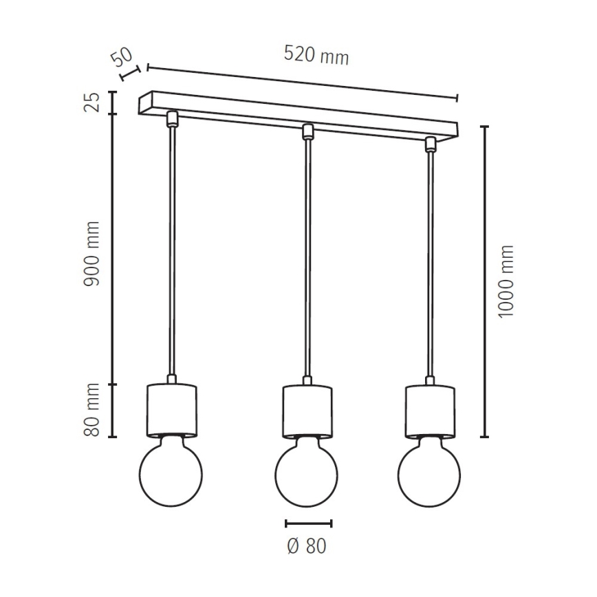 Luster na sajli PINO 3xE27/60W/230V bor