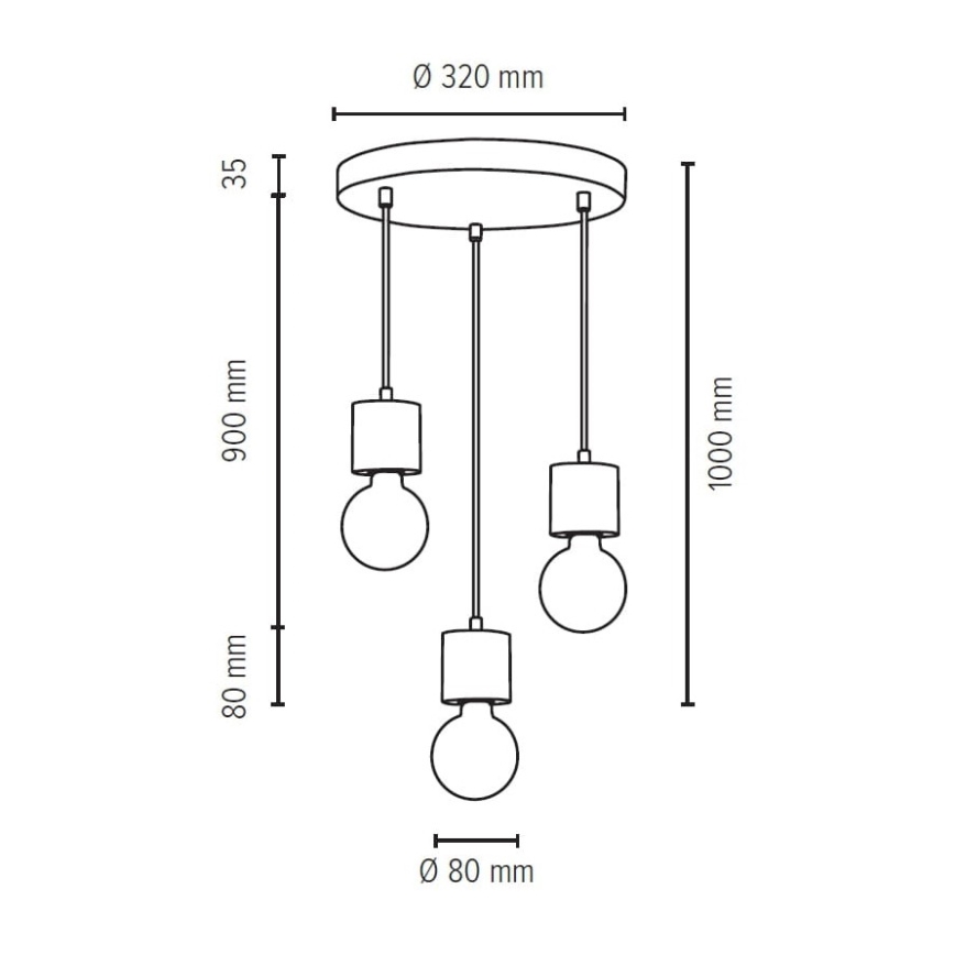 Luster na užetu STRONG 3xE27/60W/230V beton