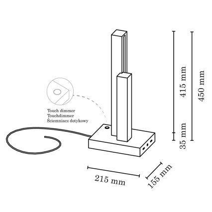 LED Prigušiva stolna lampa SOHO BLACK LED/10W/230V 45 cm hrast – FSC certificirano