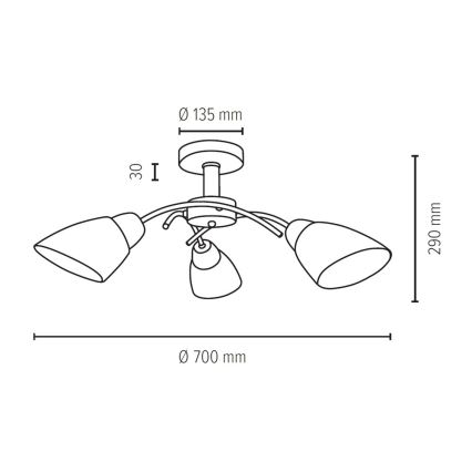 Nadgradni luster VILETTA 3xE27/60W/230V – FSC certificirano