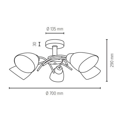 Nadgradni luster VILETTA 5xE27/40W/230V – FSC certificirano