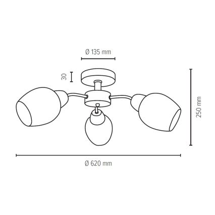 Nadgradni luster PARMA 3xE27/40W/230V – FSC certificirano