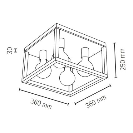 Stropna svjetiljka KAGO 4xE27/60W/230V – FSC certificirano