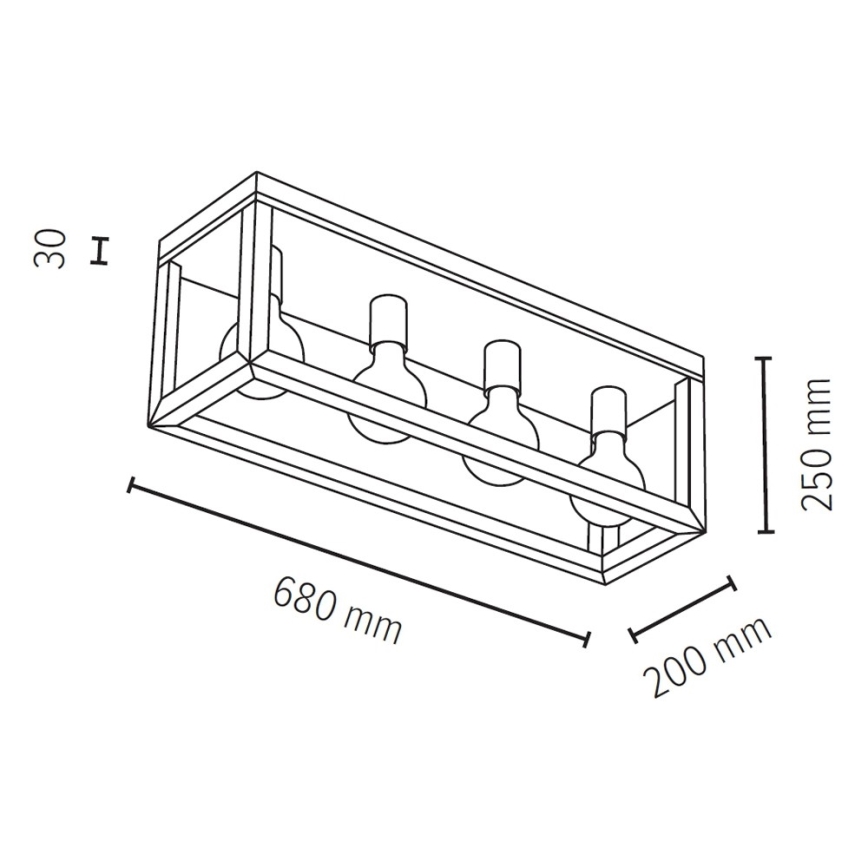 Stropna svjetiljka KAGO 4xE27/60W/230V matni hrast