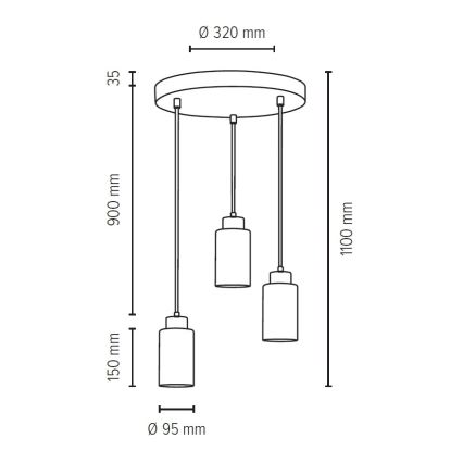 Luster na sajli KARLA 3xE27/60W/230V beton – FSC certificirano