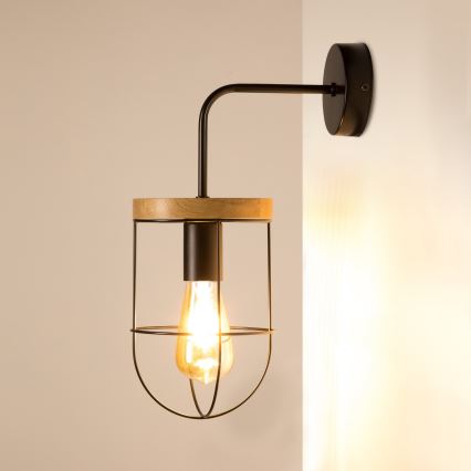Zidna svjetiljka NETUNO 1xE27/25W/230V hrast – FSC certificirano