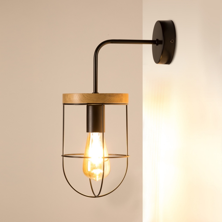 Zidna svjetiljka NETUNO 1xE27/25W/230V hrast – FSC certificirano