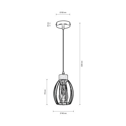 Luster na sajli GUNNAR 1xE27/60W/230V hrast – FSC certificirano