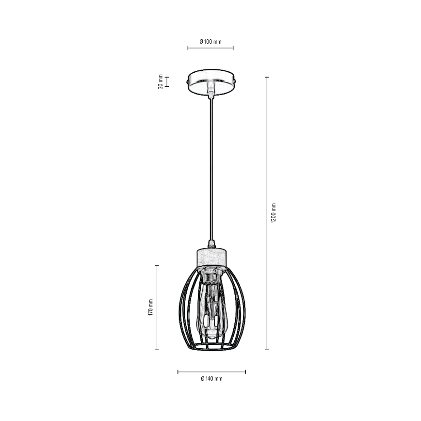 Luster na sajli GUNNAR 1xE27/60W/230V hrast – FSC certificirano