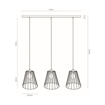 Luster na sajli ORAZIO 3xE27/60W/230V bor