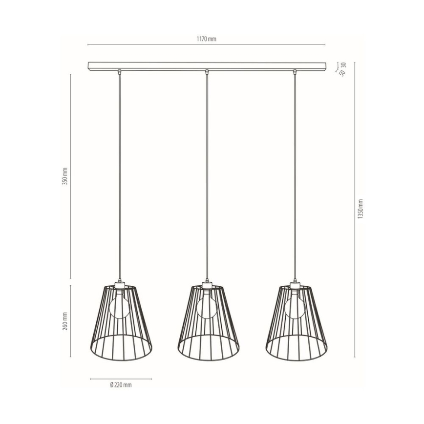 Luster na sajli ORAZIO 3xE27/60W/230V bor