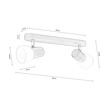 Stropna reflektorska svjetiljka NEL 2xE27/15W/230V bor – FSC certificirano