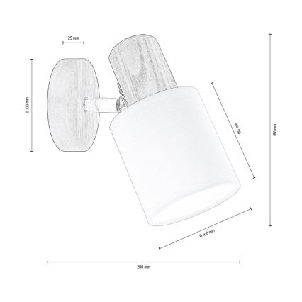 Zidna reflektorska svjetiljka TRENDY 1xE27/15W/230V bor – FSC certificirano