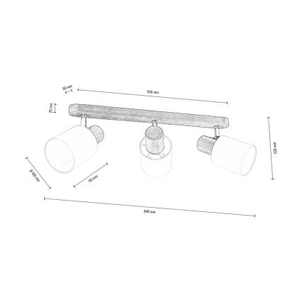 Stropna reflektorska svjetiljka TRENDY 3xE27/15W/230V bor – FSC certificirano