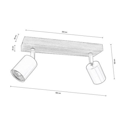 Stropna reflektorska svjetiljka MANARA  2xGU10/5W/230V orah – FSC certificirano