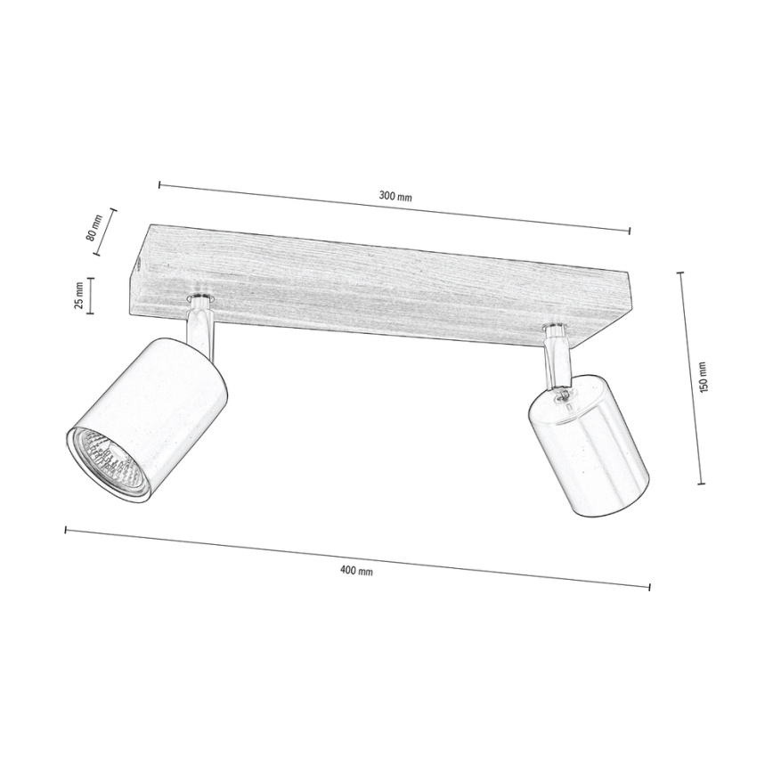 Stropna reflektorska svjetiljka MANARA  2xGU10/5W/230V orah – FSC certificirano
