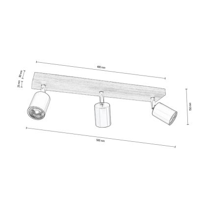 Stropna reflektorska svjetiljka MANARA  3xGU10/5W/230V bor – FSC certificirano