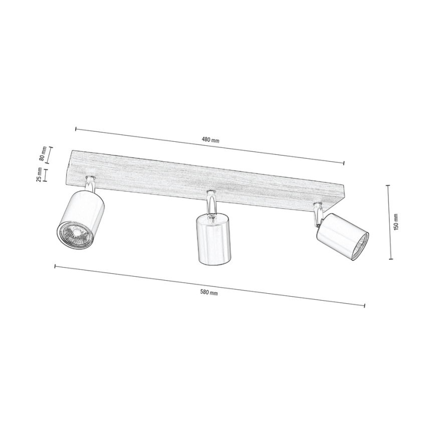 Stropna reflektorska svjetiljka MANARA  3xGU10/5W/230V orah – FSC certificirano