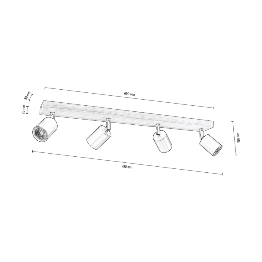 Stropna reflektorska svjetiljka MANARA 4xGU10/5W/230V orah – FSC certificirano