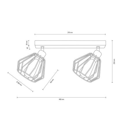 Stropna reflektorska svjetiljka VENTI 2xE27/15W/230V bor – FSC certificirano