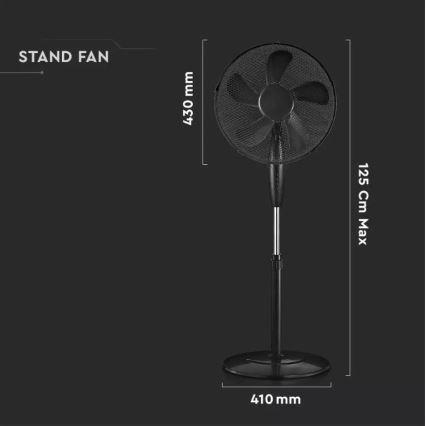 Stajaći ventilator, promjer 43 cm, 55 W / 230 V, crni