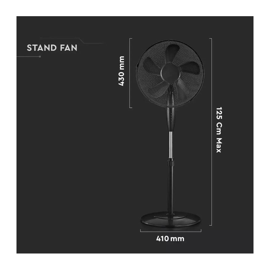 Stajaći ventilator, promjer 43 cm, 55 W / 230 V, crni