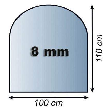 Staklena podloga za kamin 1100x1000x8 mm poluluk