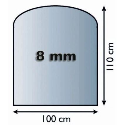 Staklena podloga za kamin 1100x1000x8 mm poluluk