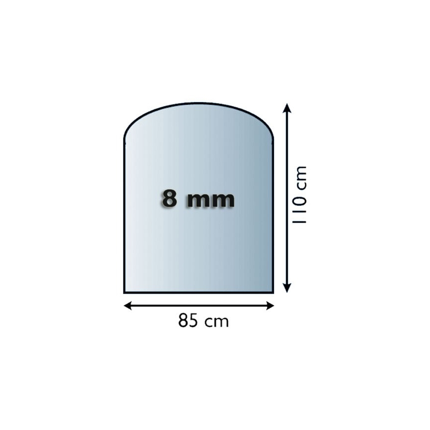 Staklena podloga za kamin 1100x850x8 mm poluluk
