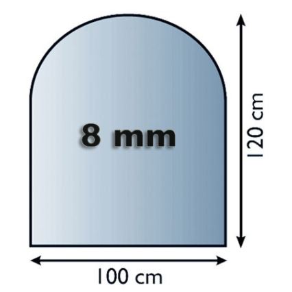 Staklena podloga za kamin 1200x1000x8 mm poluluk