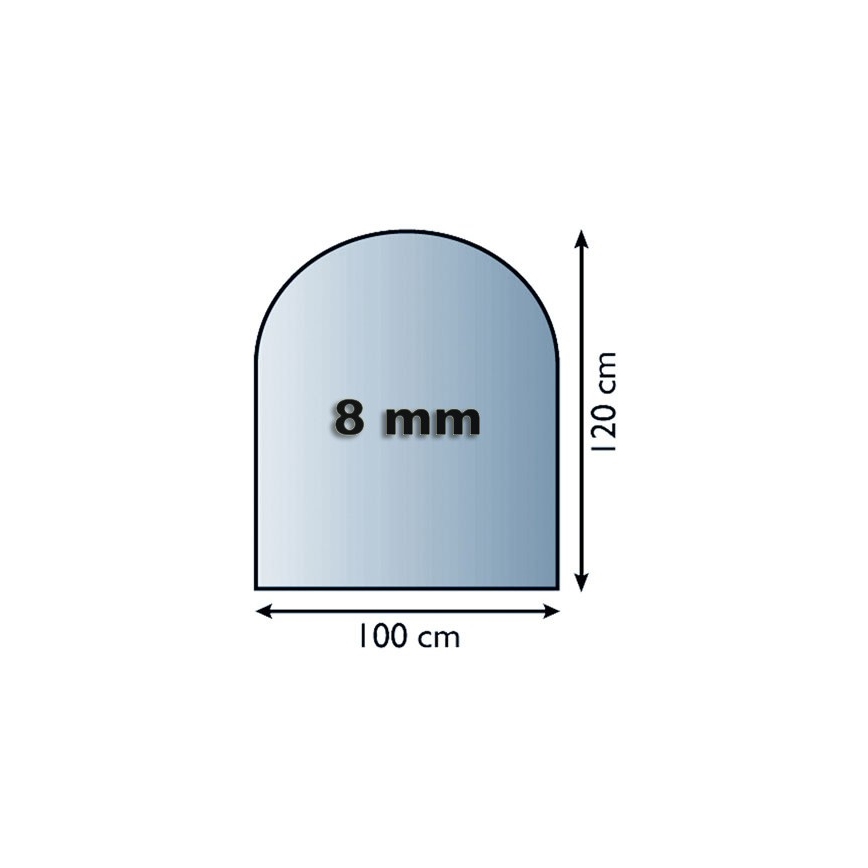 Staklena podloga za kamin 1200x1000x8 mm poluluk