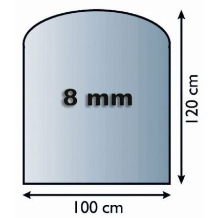 Staklena podloga za kamin 1200x1000x8 mm poluluk