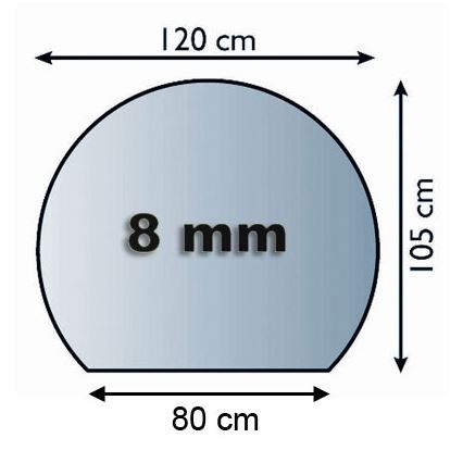 Staklena podloga za kamin 1200x1050x8 mm polukružna