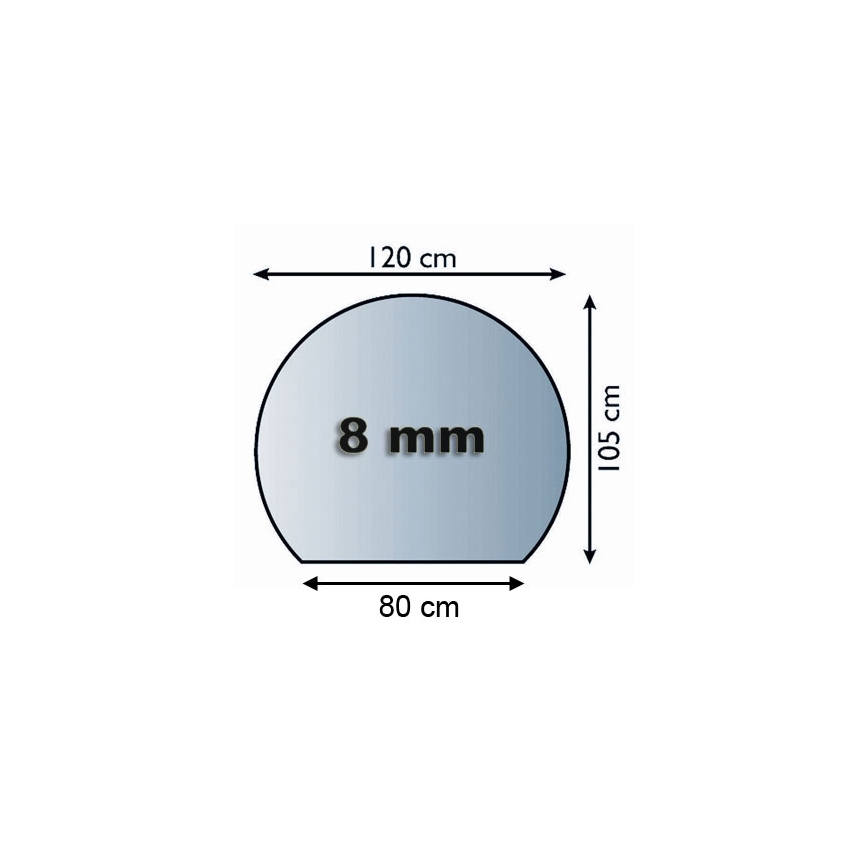 Staklena podloga za kamin 1200x1050x8 mm polukružna
