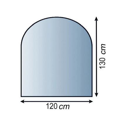 Staklena podloga za kamin 1300x1200x8 mm poluluk