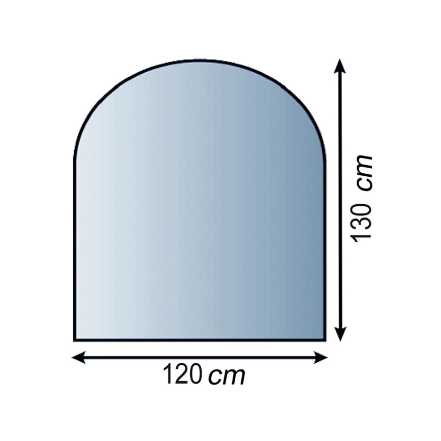 Staklena podloga za kamin 1300x1200x8 mm poluluk