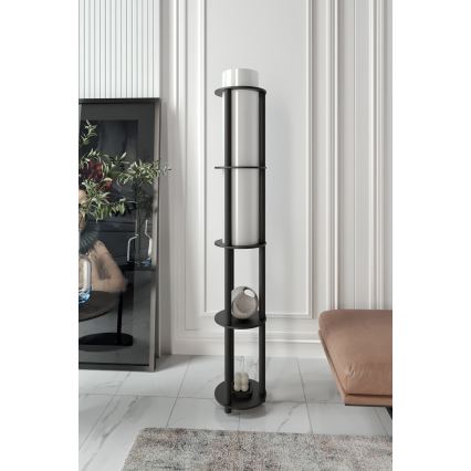 Stalak s lampom s policama NOTO 1xE27/40W/230V crna