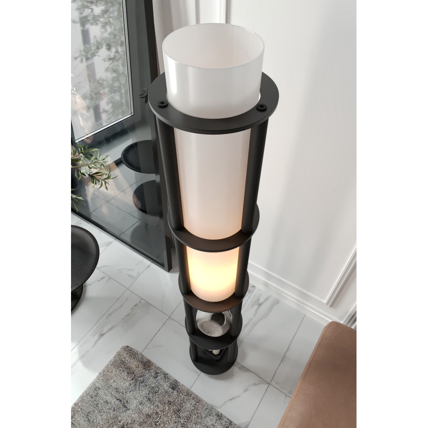 Stalak s lampom s policama NOTO 1xE27/40W/230V crna