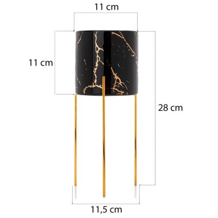 Stalak za cvijeće NILA 28x11 cm crna/zlatna